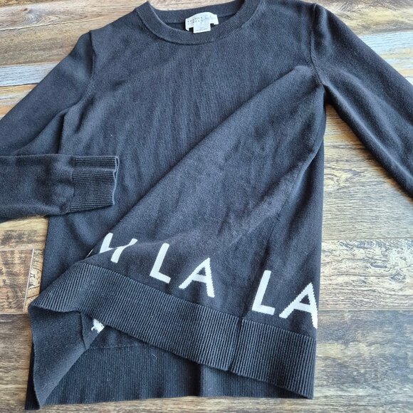 Kate Spade Broome Street "Ooh La La" Cotton Cashmere Crew Neck Sweater Black - Picture 2 of 11